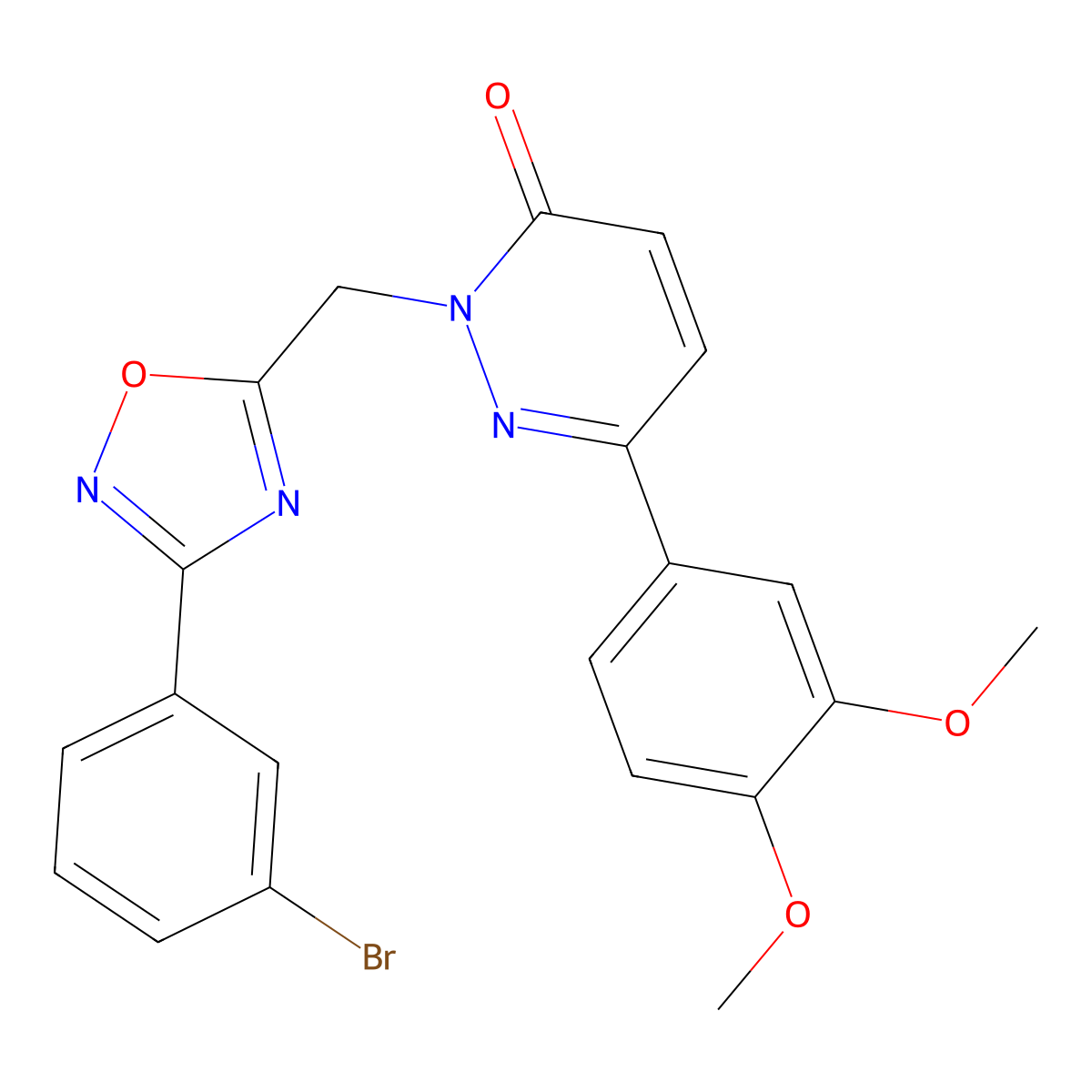 2-{[3-(3-Bromophenyl)-1,2,4-oxadiazol-5-yl]methyl}-6-(3,4-dimethoxyphenyl)-2,3-dihydropyridazin-3-one molecular structure, CAS 1040644-02-7