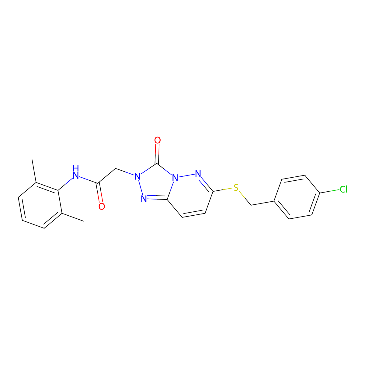 2-[6-[(4-chlorophenyl)methylsulfanyl]-3-oxo-[1,2,4]triazolo[4,3-b]pyridazin-2-yl]-N-(2,6-dimethylphenyl)acetamide molecular structure, CAS 1040644-03-8