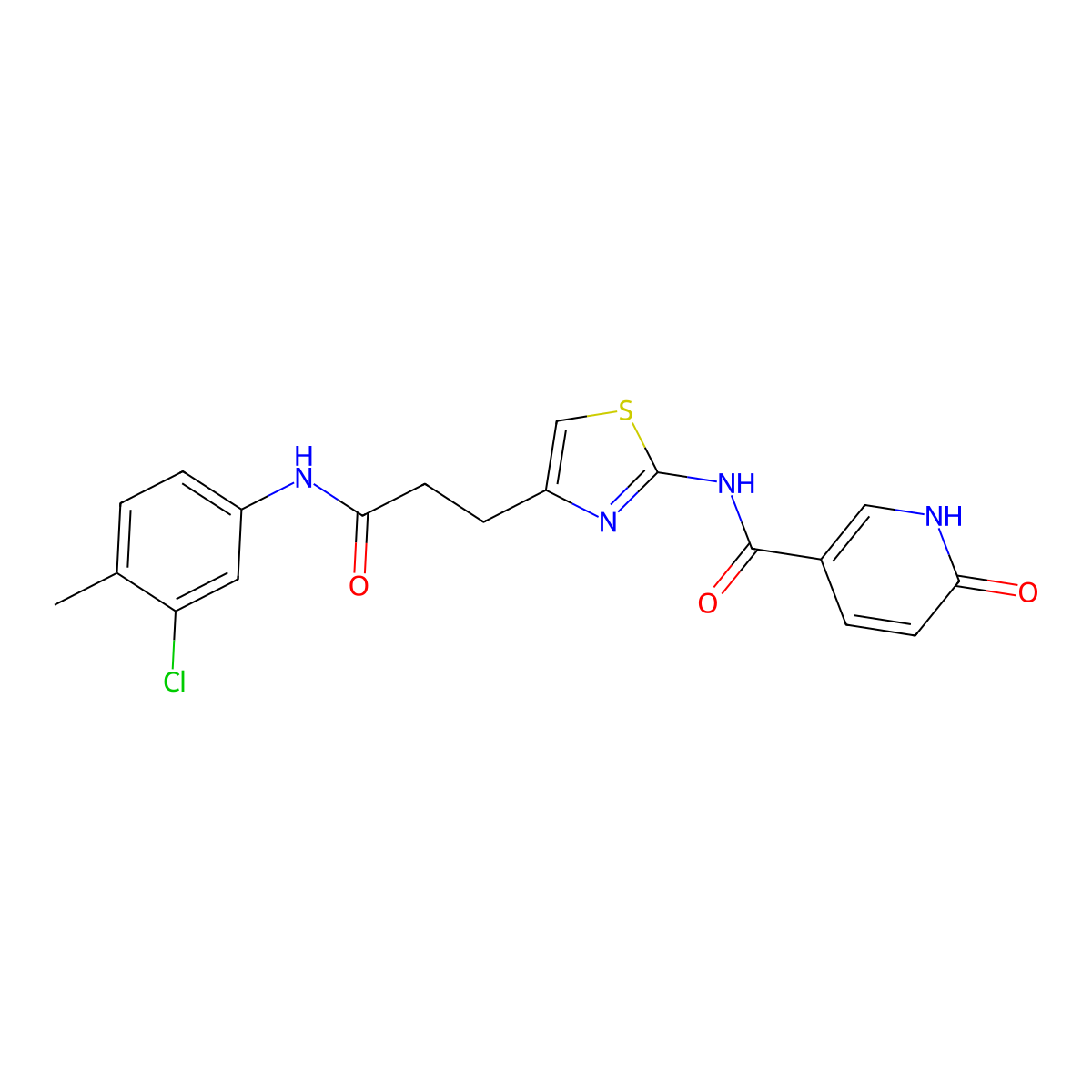 N-(4-{2-[(3-chloro-4-methylphenyl)carbamoyl]ethyl}-1,3-thiazol-2-yl)-6-oxo-1,6-dihydropyridine-3-carboxamide molecular structure, CAS 1040644-04-9