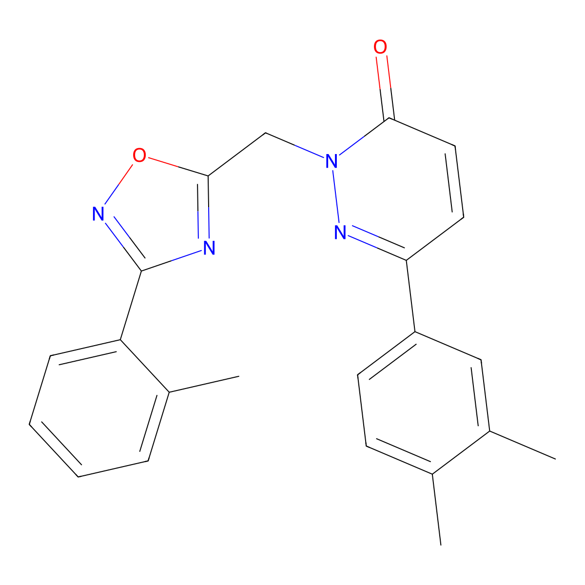 6-(3,4-dimethylphenyl)-2-((3-(o-tolyl)-1,2,4-oxadiazol-5-yl)methyl)pyridazin-3(2H)-one molecular structure, CAS 1040644-10-7