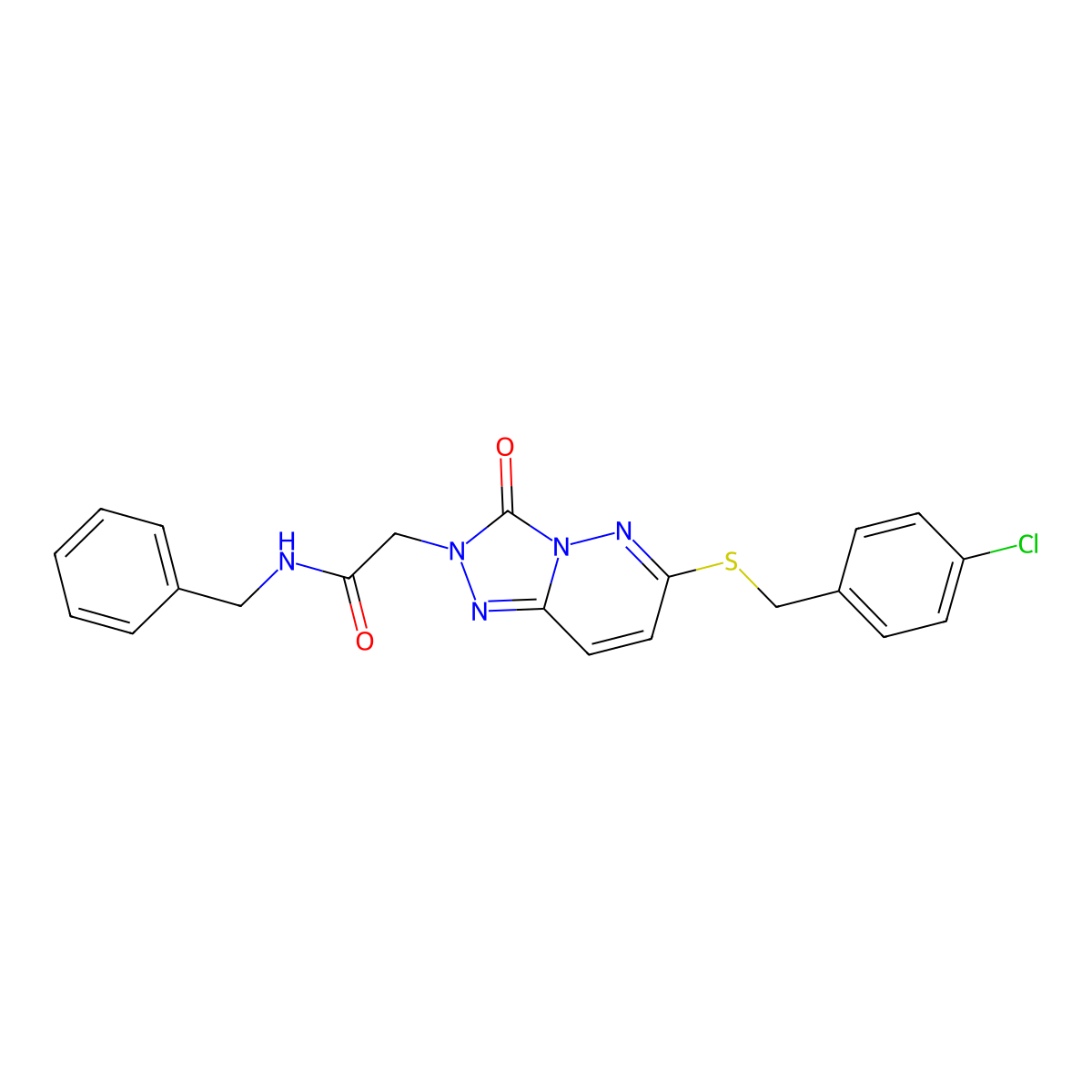 N-benzyl-2-(6-((4-chlorobenzyl)thio)-3-oxo-[1,2,4]triazolo[4,3-b]pyridazin-2(3H)-yl)acetamide molecular structure, CAS 1040644-11-8