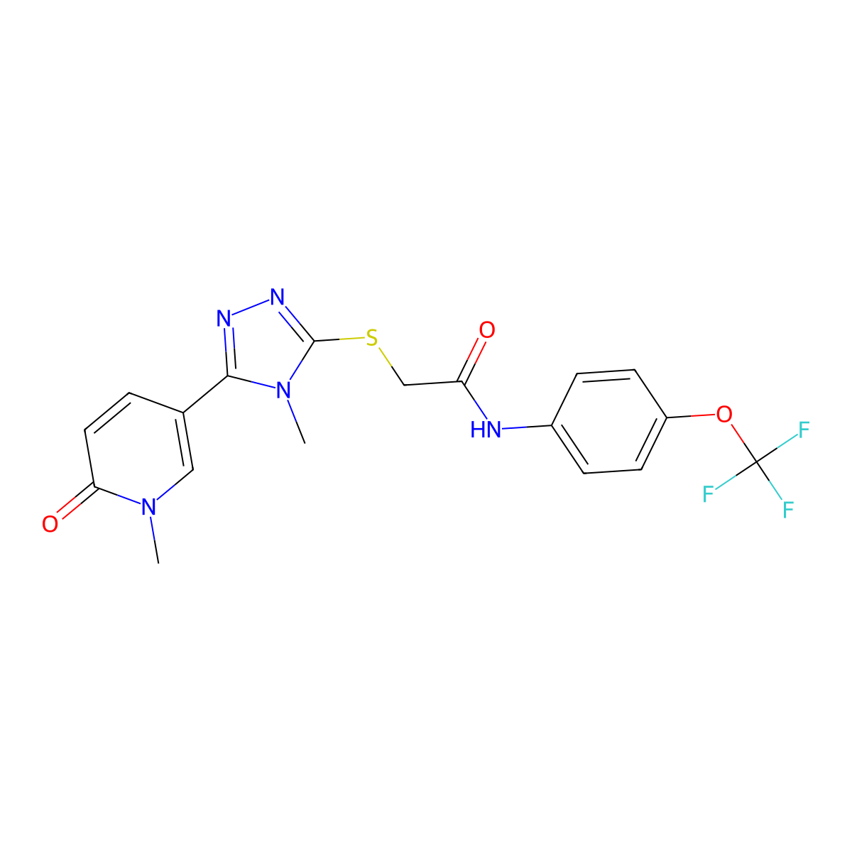 2-{[4-methyl-5-(1-methyl-6-oxo-1,6-dihydropyridin-3-yl)-4H-1,2,4-triazol-3-yl]sulfanyl}-N-[4-(trifluoromethoxy)phenyl]acetamide molecular structure, CAS 1040644-13-0
