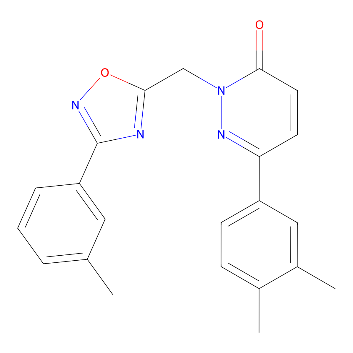 6-(3,4-dimethylphenyl)-2-((3-(m-tolyl)-1,2,4-oxadiazol-5-yl)methyl)pyridazin-3(2H)-one molecular structure, CAS 1040644-18-5