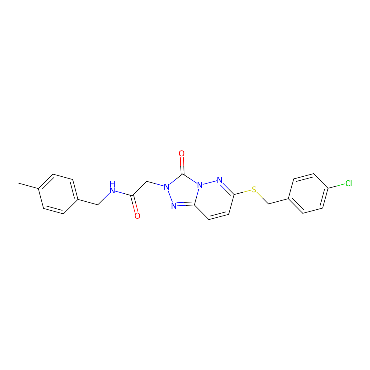 2-(6-((4-chlorobenzyl)thio)-3-oxo-[1,2,4]triazolo[4,3-b]pyridazin-2(3H)-yl)-N-(4-methylbenzyl)acetamide molecular structure, CAS 1040644-19-6