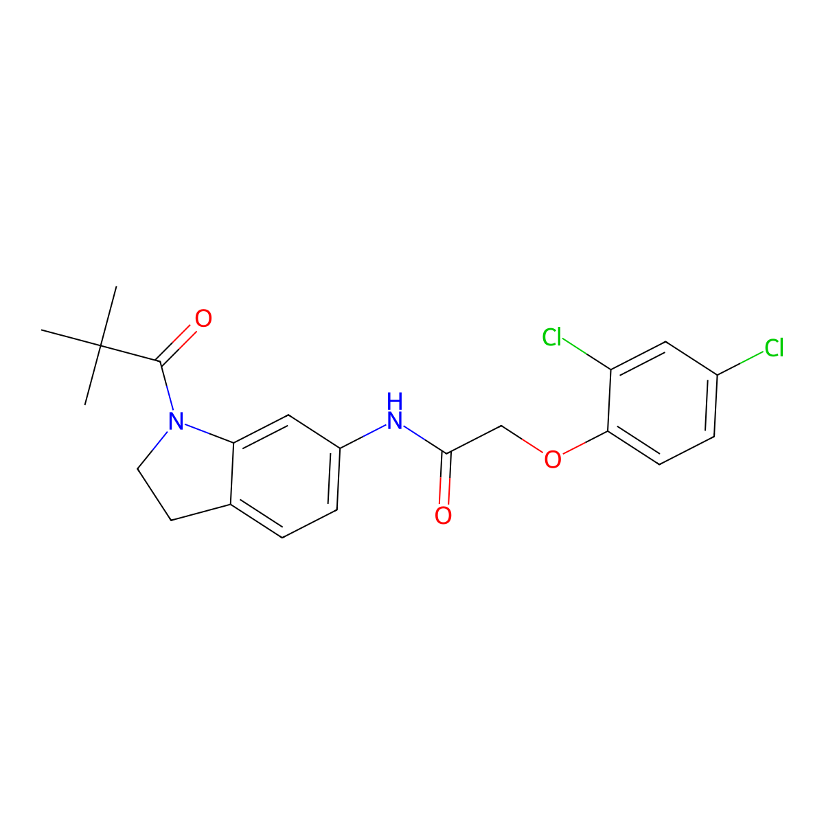 2-(2,4-dichlorophenoxy)-N-(1-pivaloylindolin-6-yl)acetamide molecular structure, CAS 1040644-22-1