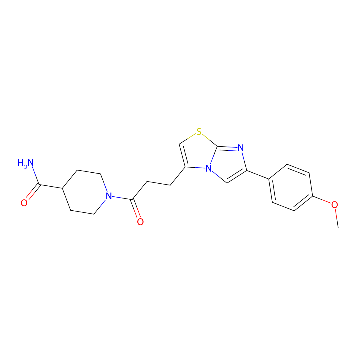 1-{3-[6-(4-Methoxyphenyl)imidazo[2,1-b][1,3]thiazol-3-yl]propanoyl}piperidine-4-carboxamide molecular structure, CAS 1040644-23-2