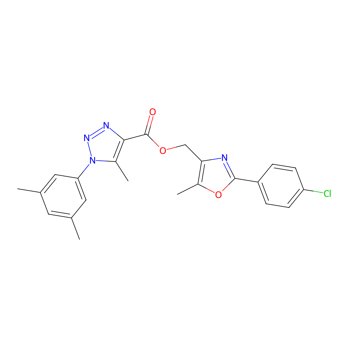 [2-(4-chlorophenyl)-5-methyl-1,3-oxazol-4-yl]methyl 1-(3,5-dimethylphenyl)-5-methyl-1H-1,2,3-triazole-4-carboxylate molecular structure, CAS 1040644-25-4