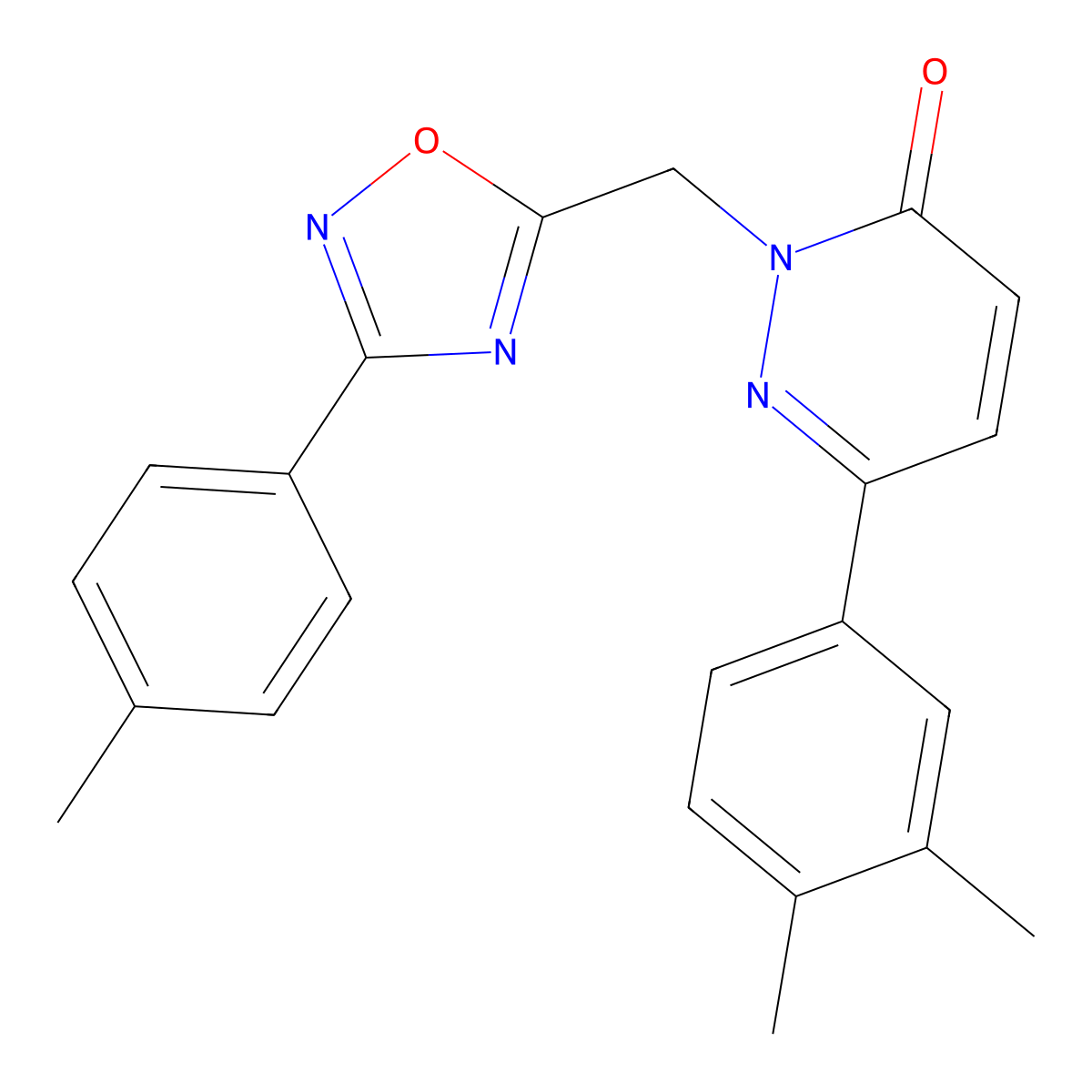 6-(3,4-dimethylphenyl)-2-((3-(p-tolyl)-1,2,4-oxadiazol-5-yl)methyl)pyridazin-3(2H)-one molecular structure, CAS 1040644-26-5