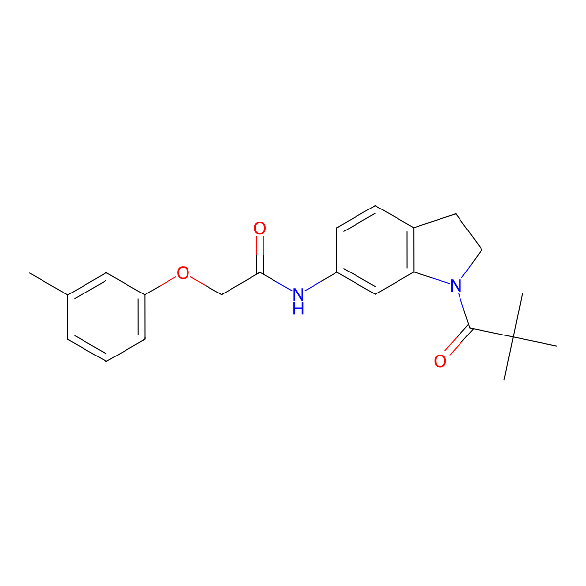 N-[1-(2,2-dimethylpropanoyl)-2,3-dihydro-1H-indol-6-yl]-2-(3-methylphenoxy)acetamide molecular structure, CAS 1040644-30-1