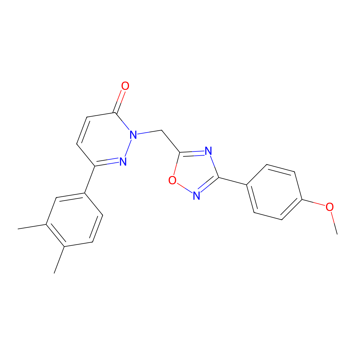6-(3,4-dimethylphenyl)-2-((3-(4-methoxyphenyl)-1,2,4-oxadiazol-5-yl)methyl)pyridazin-3(2H)-one molecular structure, CAS 1040644-34-5