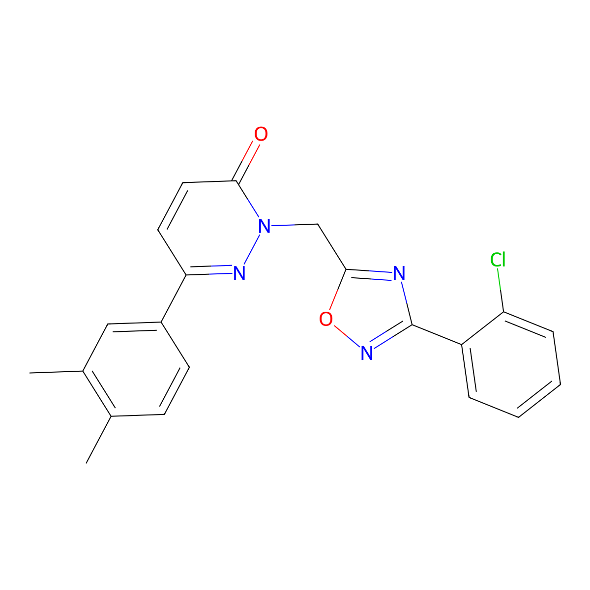2-{[3-(2-Chlorophenyl)-1,2,4-oxadiazol-5-yl]methyl}-6-(3,4-dimethylphenyl)-2,3-dihydropyridazin-3-one molecular structure, CAS 1040644-42-5