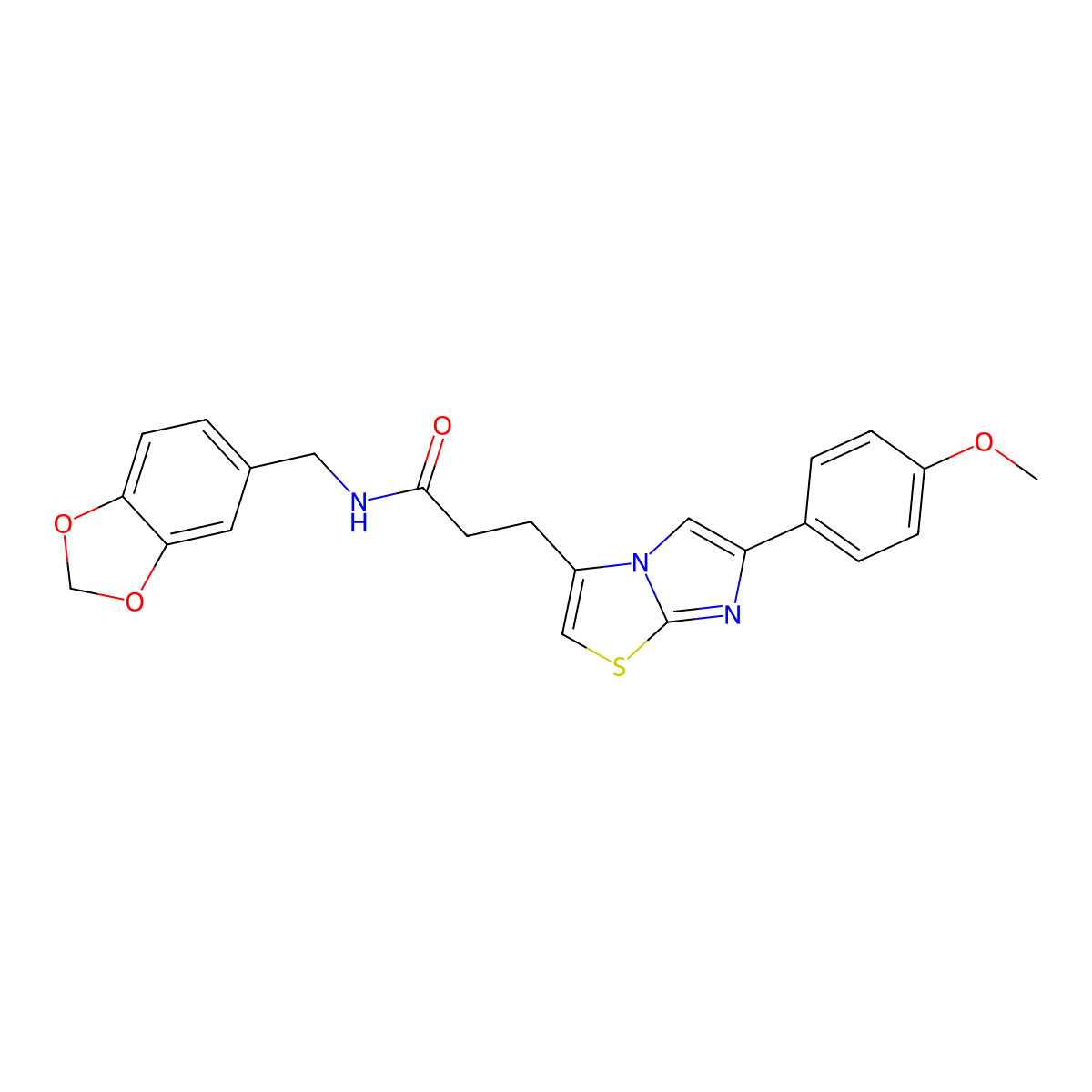 N-(benzo[d][1,3]dioxol-5-ylmethyl)-3-(6-(4-methoxyphenyl)imidazo[2,1-b]thiazol-3-yl)propanamide molecular structure, CAS 1040644-47-0