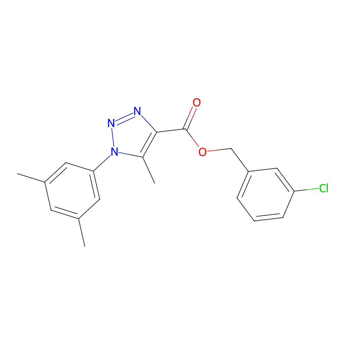 (3-chlorophenyl)methyl 1-(3,5-dimethylphenyl)-5-methyl-1H-1,2,3-triazole-4-carboxylate molecular structure, CAS 1040644-48-1