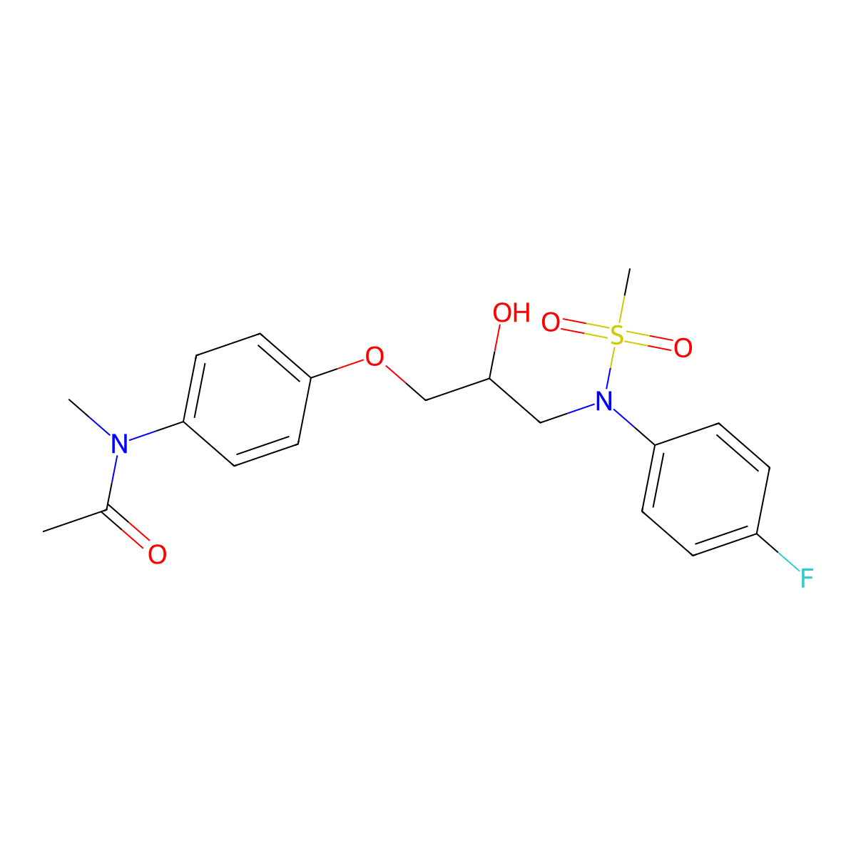 N-(4-{3-[N-(4-fluorophenyl)methanesulfonamido]-2-hydroxypropoxy}phenyl)-N-methylacetamide molecular structure, CAS 1040644-49-2