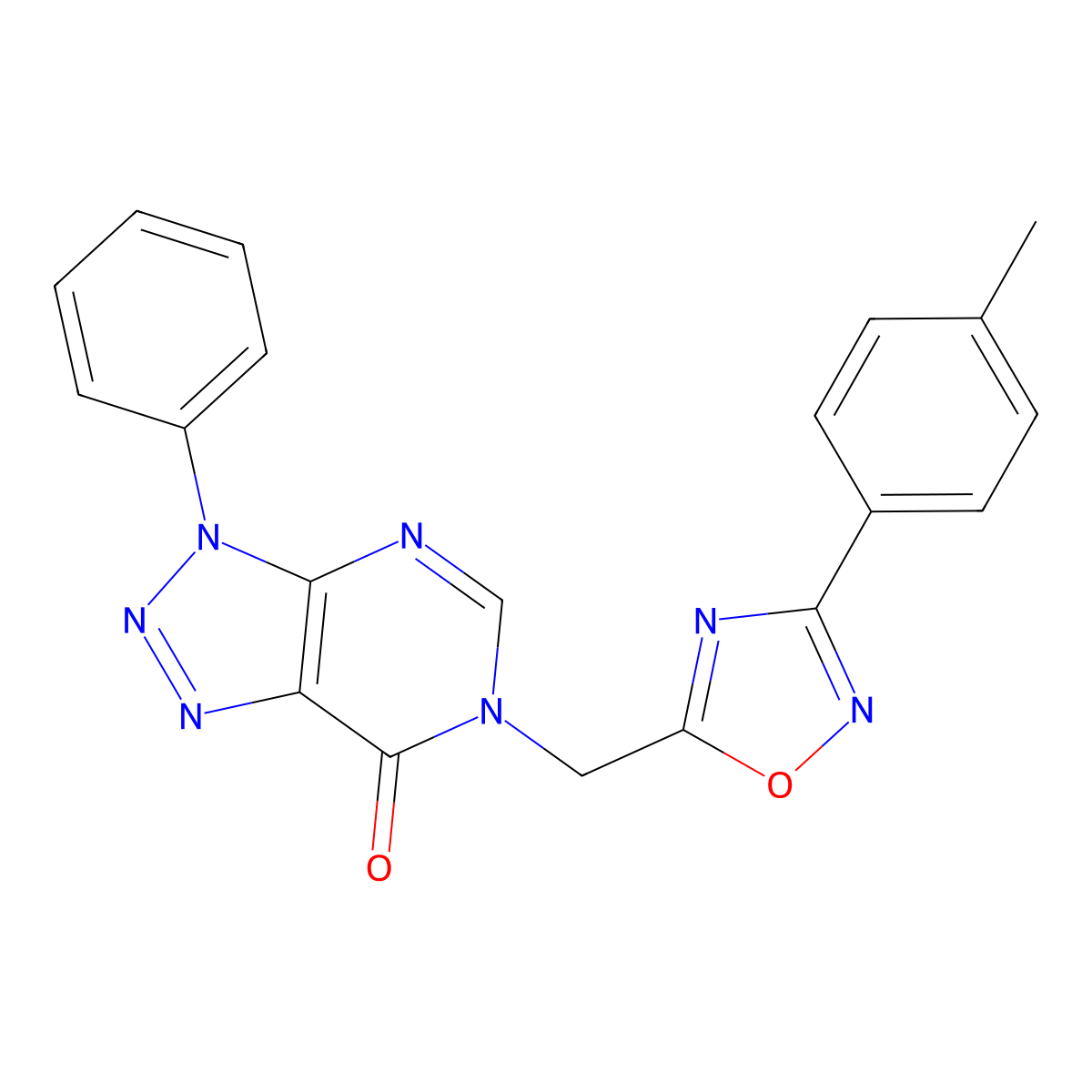 6-{[3-(4-methylphenyl)-1,2,4-oxadiazol-5-yl]methyl}-3-phenyl-3H,6H,7H-[1,2,3]triazolo[4,5-d]pyrimidin-7-one molecular structure, CAS 1040644-51-6