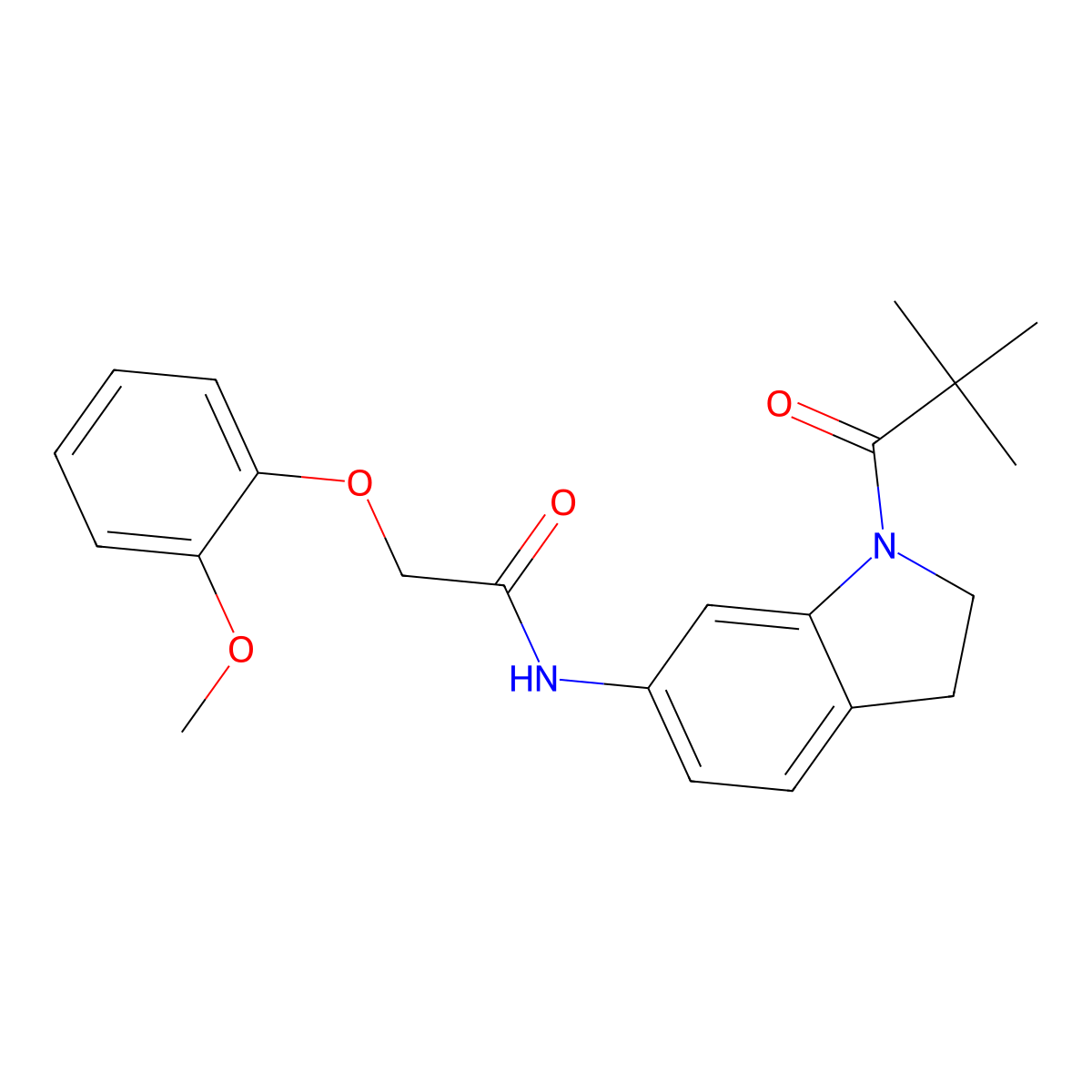 N-[1-(2,2-dimethylpropanoyl)-2,3-dihydro-1H-indol-6-yl]-2-(2-methoxyphenoxy)acetamide molecular structure, CAS 1040644-54-9