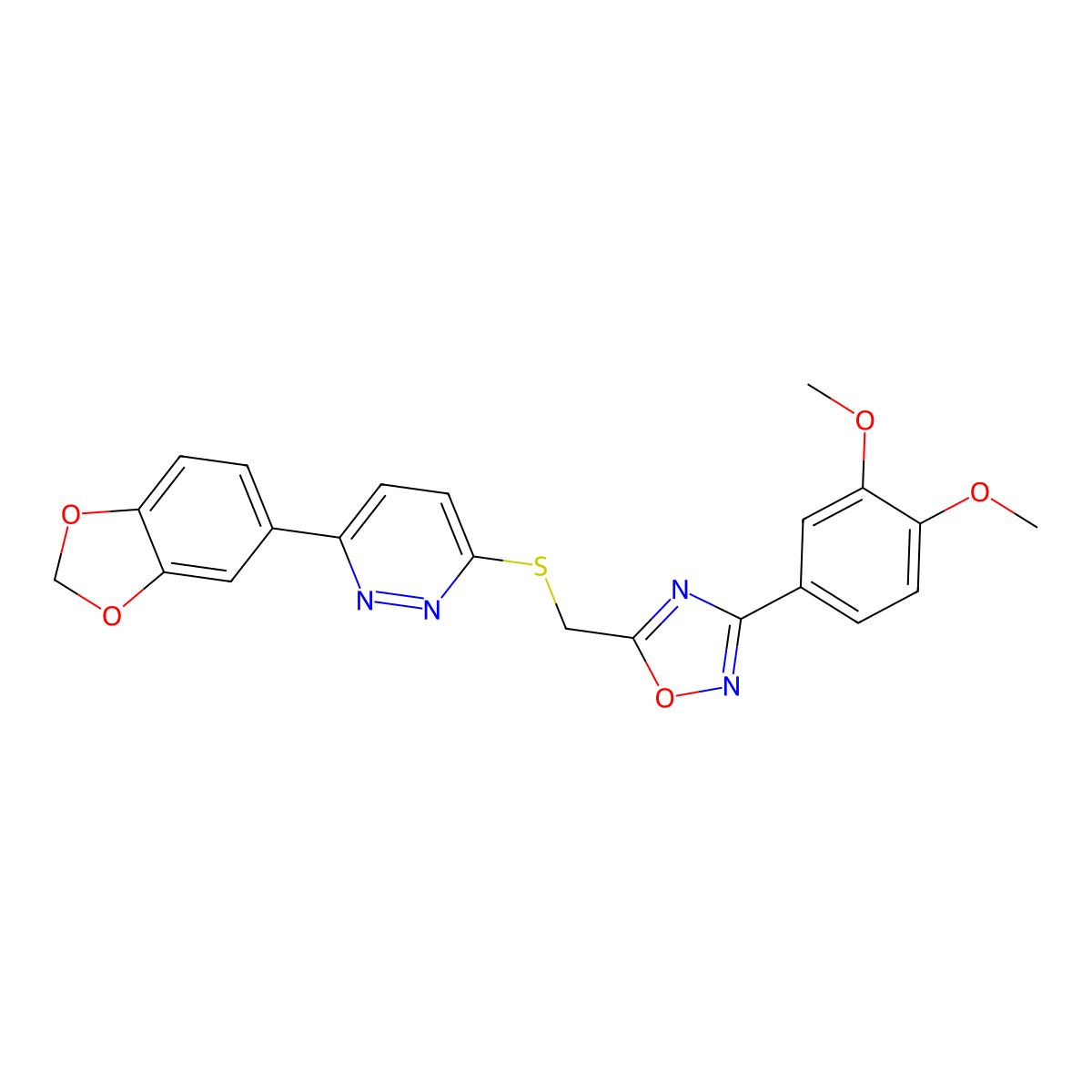 3-(2H-1,3-benzodioxol-5-yl)-6-({[3-(3,4-dimethoxyphenyl)-1,2,4-oxadiazol-5-yl]methyl}sulfanyl)pyridazine molecular structure, CAS 1040644-58-3