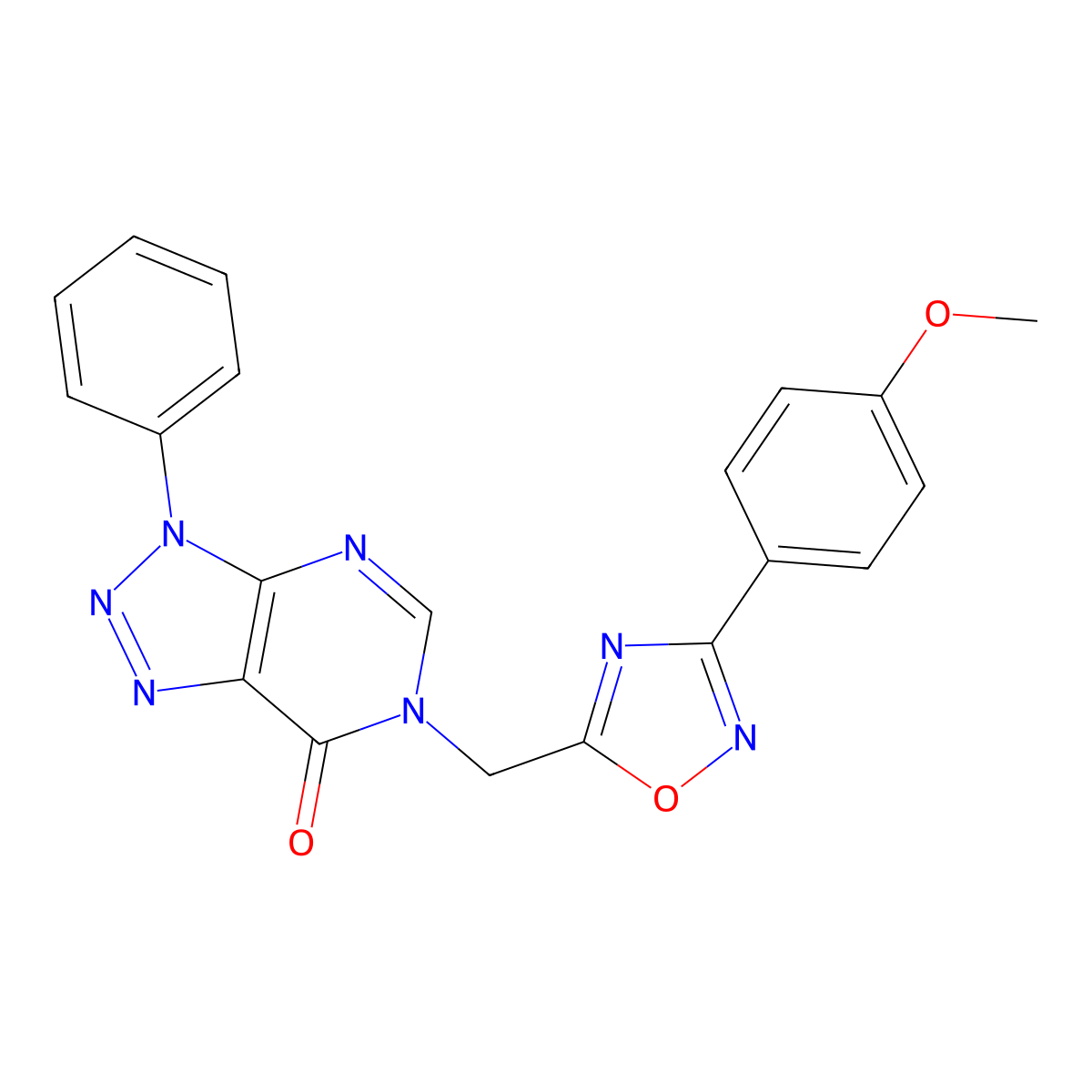 6-{[3-(4-methoxyphenyl)-1,2,4-oxadiazol-5-yl]methyl}-3-phenyl-3H,6H,7H-[1,2,3]triazolo[4,5-d]pyrimidin-7-one molecular structure, CAS 1040644-59-4