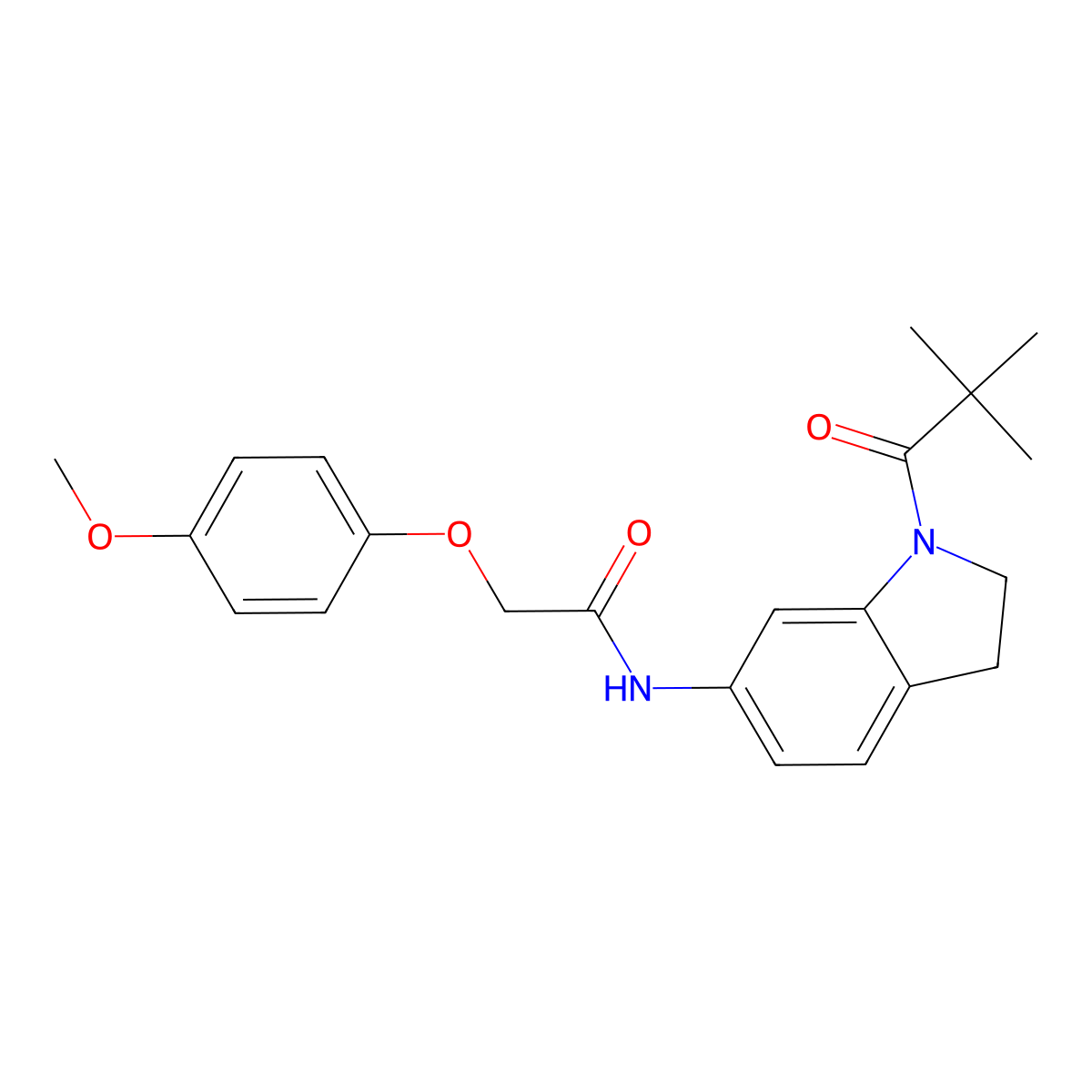 2-(4-methoxyphenoxy)-N-(1-pivaloylindolin-6-yl)acetamide molecular structure, CAS 1040644-62-9