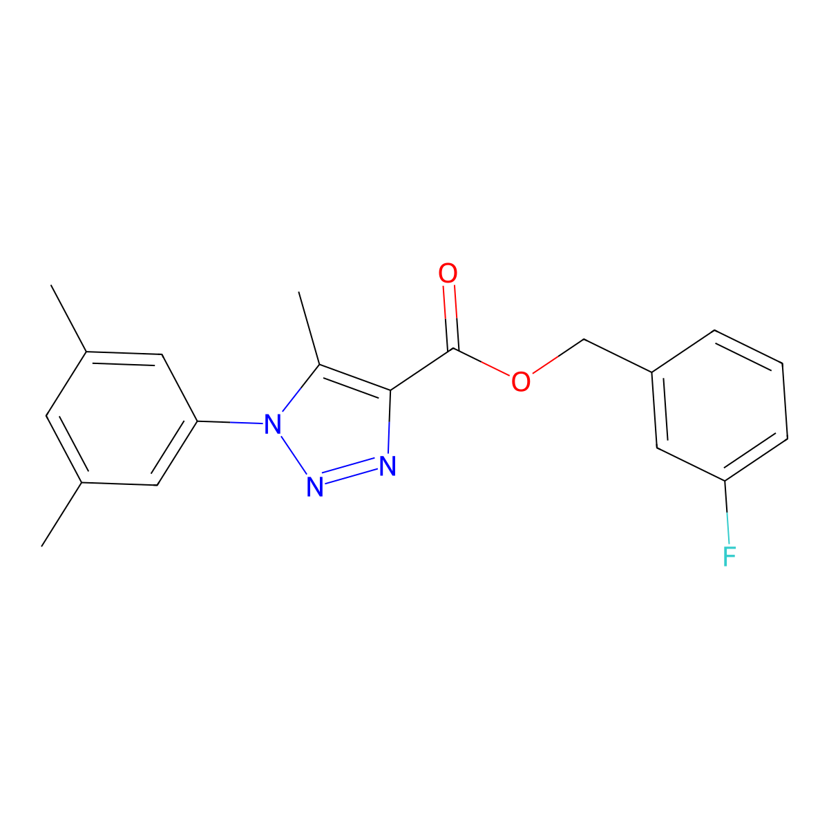 (3-fluorophenyl)methyl 1-(3,5-dimethylphenyl)-5-methyl-1H-1,2,3-triazole-4-carboxylate molecular structure, CAS 1040644-63-0