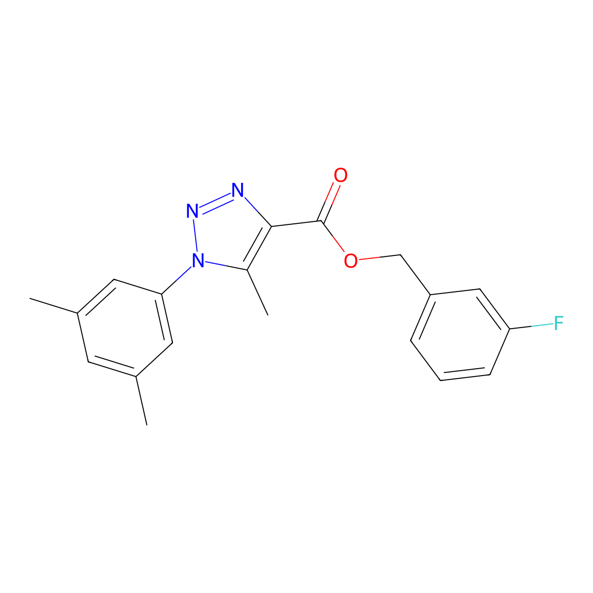 (3-fluorophenyl)methyl 1-(3,5-dimethylphenyl)-5-methyl-1H-1,2,3-triazole-4-carboxylate molecular structure, CAS 1040644-63-0
