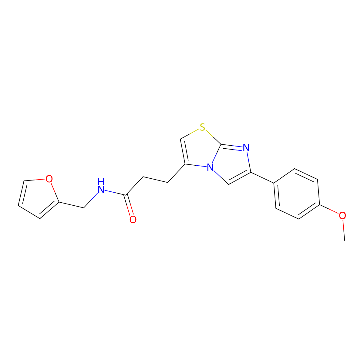 N-(furan-2-ylmethyl)-3-(6-(4-methoxyphenyl)imidazo[2,1-b]thiazol-3-yl)propanamide molecular structure, CAS 1040644-64-1