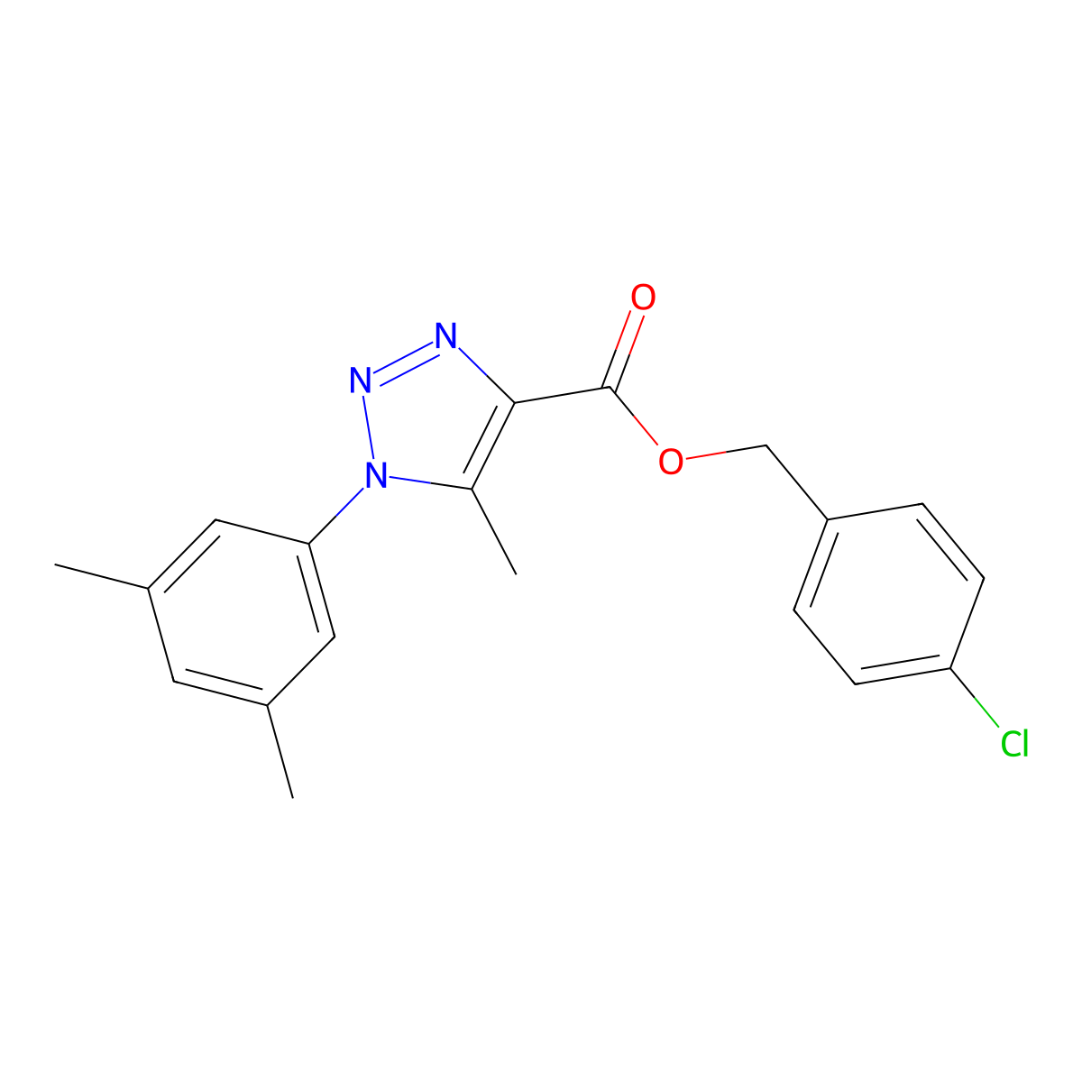 (4-chlorophenyl)methyl 1-(3,5-dimethylphenyl)-5-methyl-1H-1,2,3-triazole-4-carboxylate molecular structure, CAS 1040644-71-0