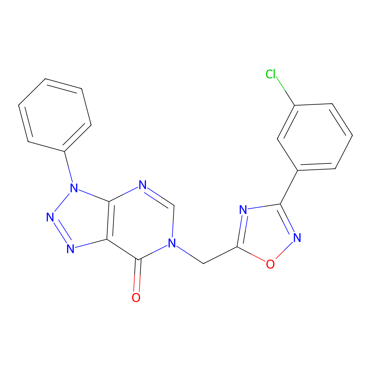 6-{[3-(3-chlorophenyl)-1,2,4-oxadiazol-5-yl]methyl}-3-phenyl-3H,6H,7H-[1,2,3]triazolo[4,5-d]pyrimidin-7-one molecular structure, CAS 1040644-75-4