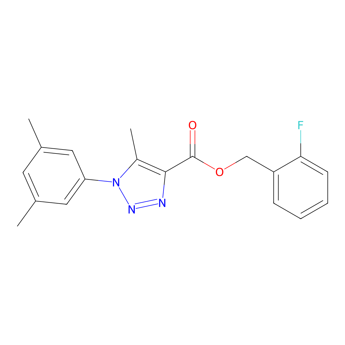(2-fluorophenyl)methyl 1-(3,5-dimethylphenyl)-5-methyl-1H-1,2,3-triazole-4-carboxylate molecular structure, CAS 1040644-79-8