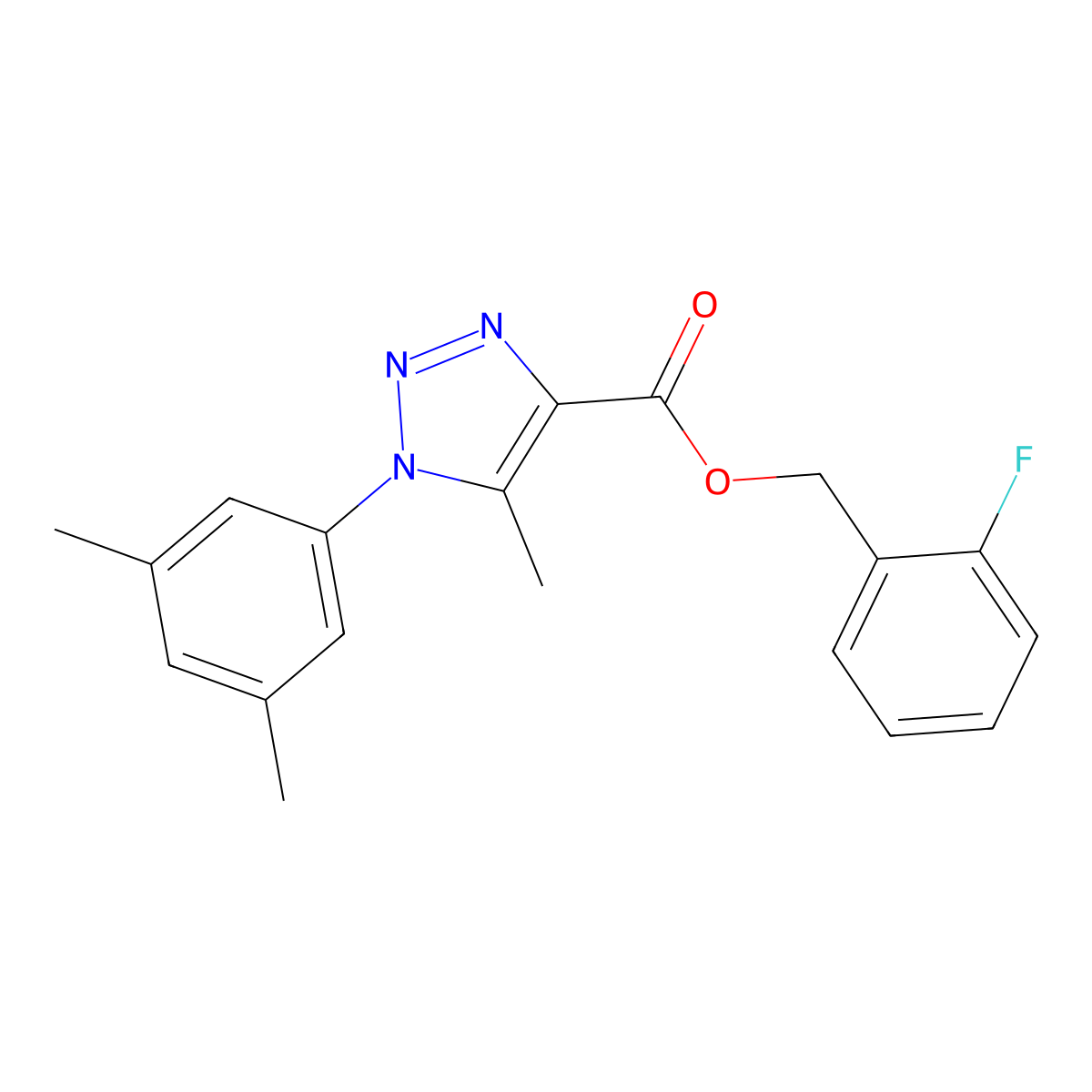 (2-fluorophenyl)methyl 1-(3,5-dimethylphenyl)-5-methyl-1H-1,2,3-triazole-4-carboxylate molecular structure, CAS 1040644-79-8