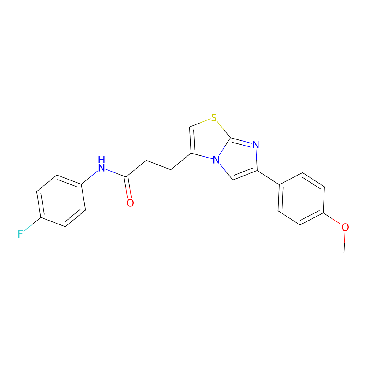 N-(4-fluorophenyl)-3-(6-(4-methoxyphenyl)imidazo[2,1-b]thiazol-3-yl)propanamide molecular structure, CAS 1040644-80-1