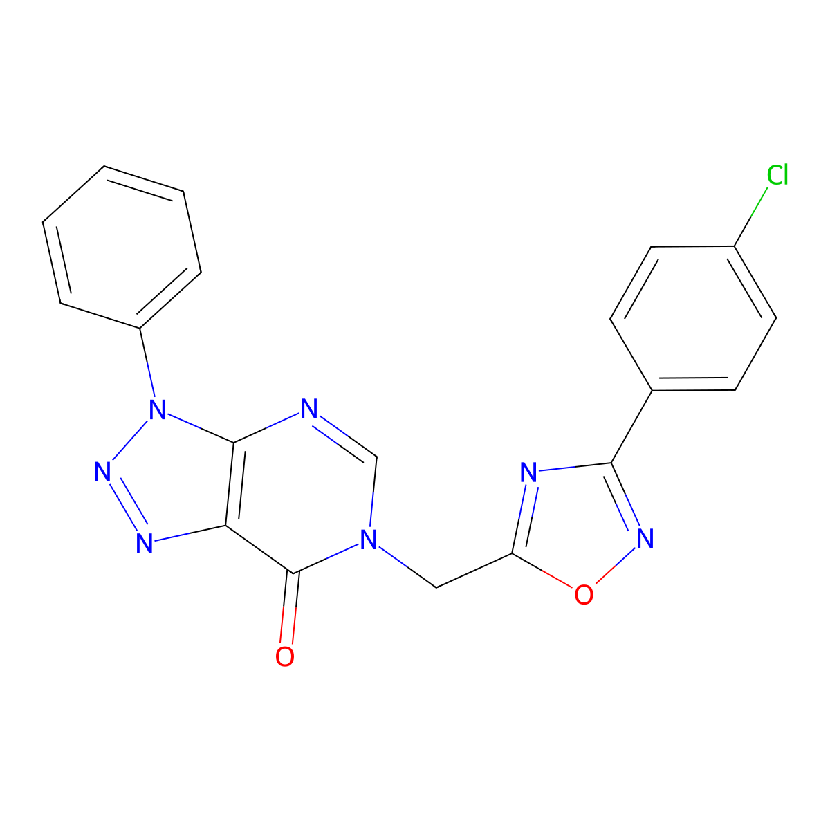 6-{[3-(4-chlorophenyl)-1,2,4-oxadiazol-5-yl]methyl}-3-phenyl-3H,6H,7H-[1,2,3]triazolo[4,5-d]pyrimidin-7-one molecular structure, CAS 1040644-83-4