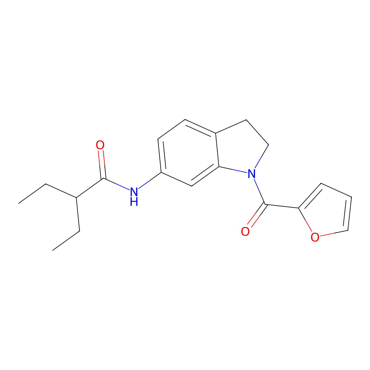 2-ethyl-N-(1-(furan-2-carbonyl)indolin-6-yl)butanamide molecular structure, CAS 1040644-86-7