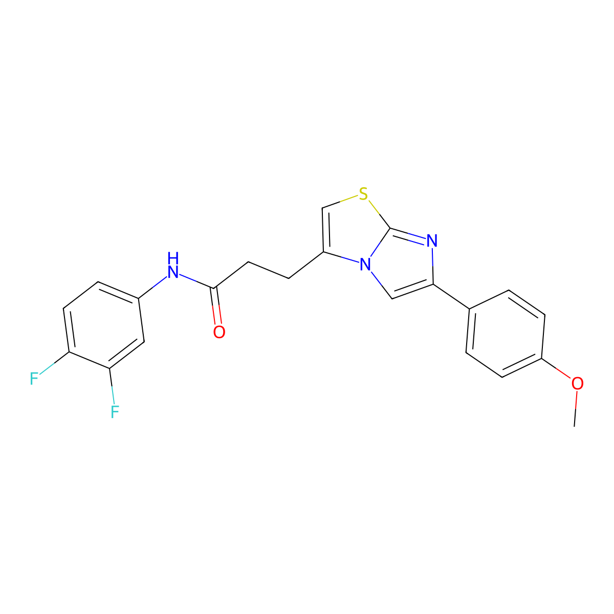 N-(3,4-difluorophenyl)-3-(6-(4-methoxyphenyl)imidazo[2,1-b]thiazol-3-yl)propanamide molecular structure, CAS 1040644-88-9