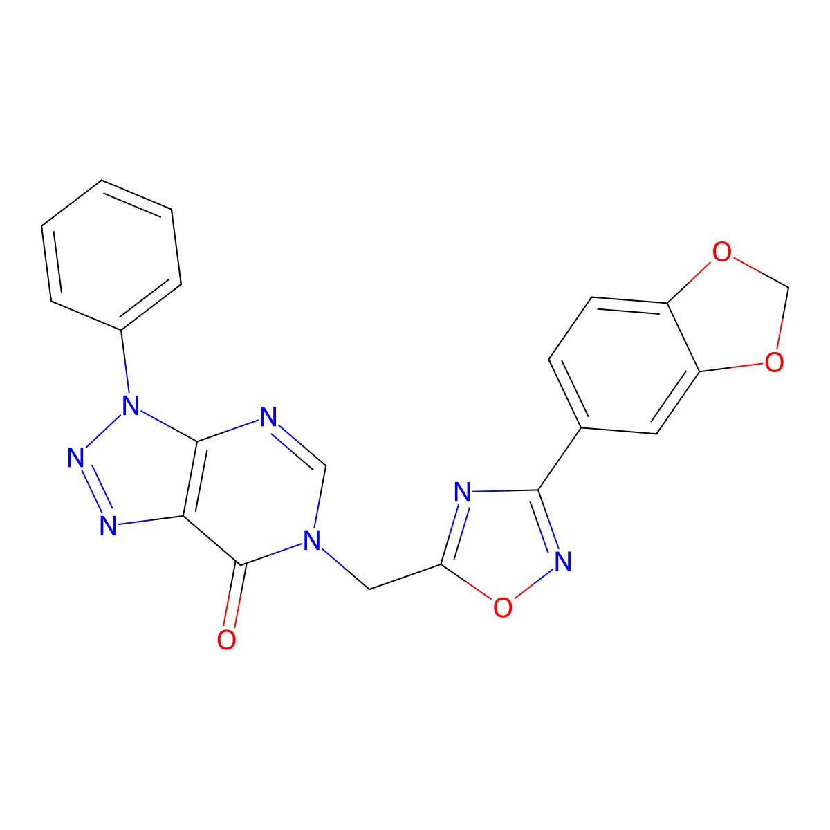 6-((3-(benzo[d][1,3]dioxol-5-yl)-1,2,4-oxadiazol-5-yl)methyl)-3-phenyl-3H-[1,2,3]triazolo[4,5-d]pyrimidin-7(6H)-one molecular structure, CAS 1040644-91-4