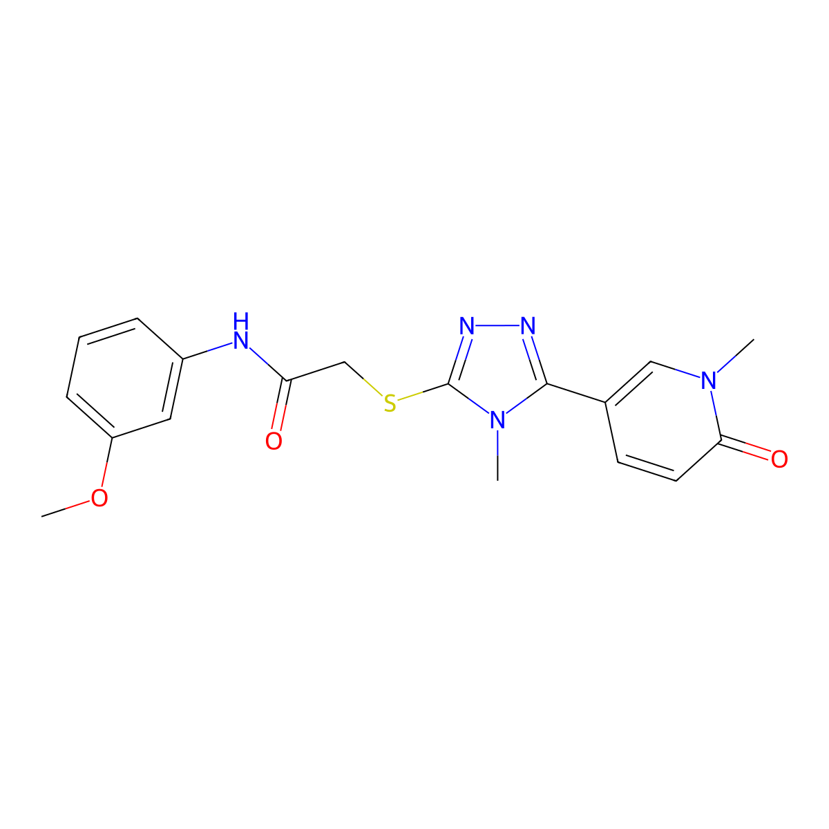N-(3-methoxyphenyl)-2-{[4-methyl-5-(1-methyl-6-oxo-1,6-dihydropyridin-3-yl)-4H-1,2,4-triazol-3-yl]sulfanyl}acetamide molecular structure, CAS 1040644-93-6