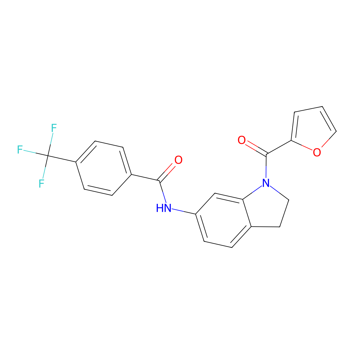 N-[1-(furan-2-carbonyl)-2,3-dihydro-1H-indol-6-yl]-4-(trifluoromethyl)benzamide molecular structure, CAS 1040644-94-7