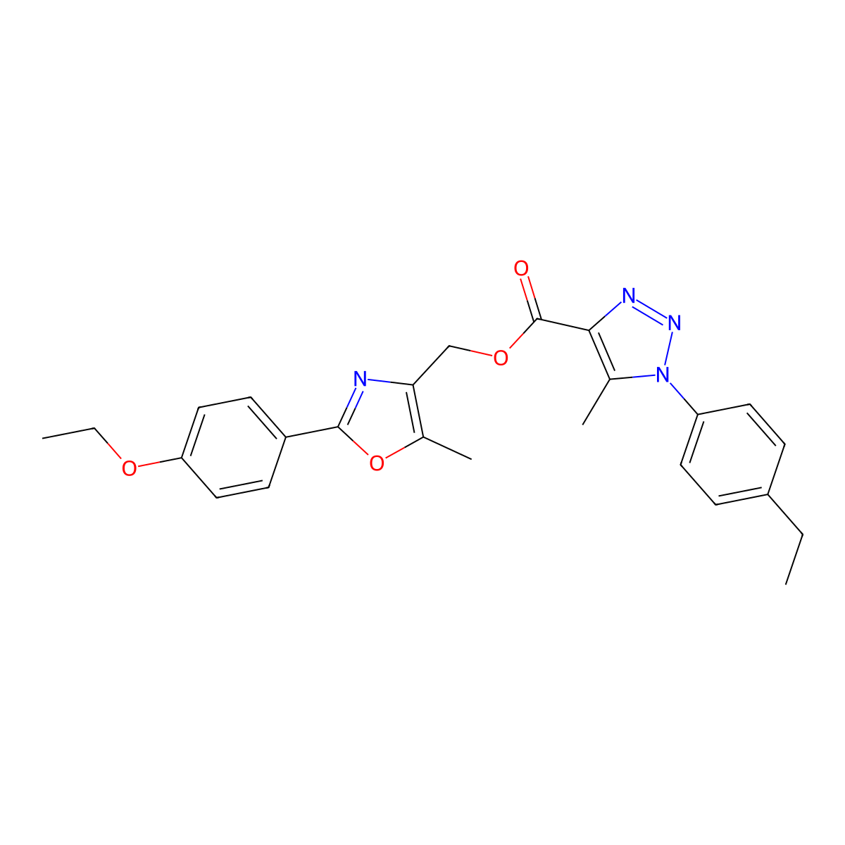 [2-(4-ethoxyphenyl)-5-methyl-1,3-oxazol-4-yl]methyl 1-(4-ethylphenyl)-5-methyl-1H-1,2,3-triazole-4-carboxylate molecular structure, CAS 1040644-95-8