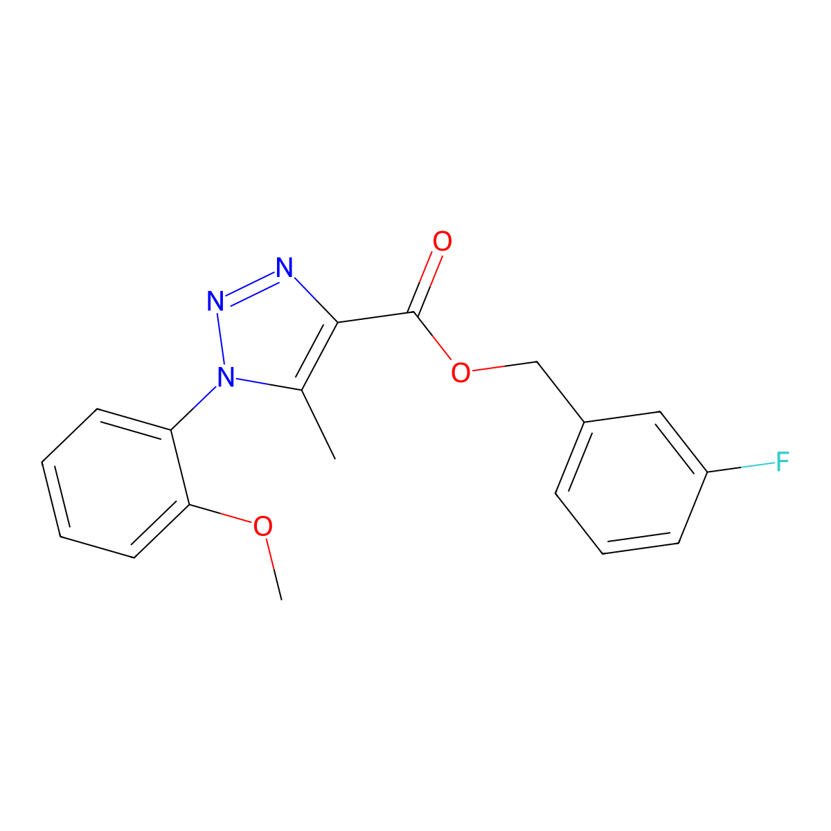 (3-fluorophenyl)methyl 1-(2-methoxyphenyl)-5-methyl-1H-1,2,3-triazole-4-carboxylate molecular structure, CAS 1040644-98-1