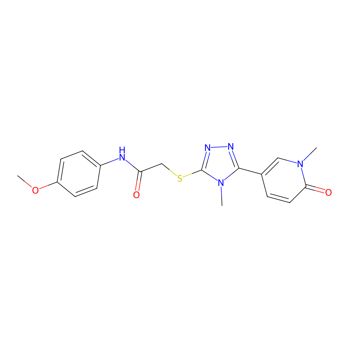 N-(4-methoxyphenyl)-2-{[4-methyl-5-(1-methyl-6-oxo-1,6-dihydropyridin-3-yl)-4H-1,2,4-triazol-3-yl]sulfanyl}acetamide molecular structure, CAS 1040645-01-9