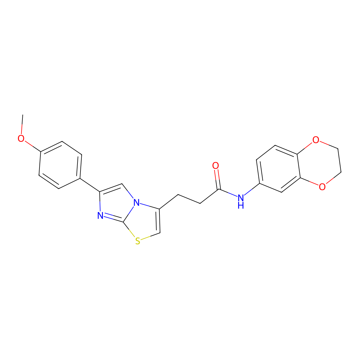 N-(2,3-dihydrobenzo[b][1,4]dioxin-6-yl)-3-(6-(4-methoxyphenyl)imidazo[2,1-b]thiazol-3-yl)propanamide molecular structure, CAS 1040645-04-2