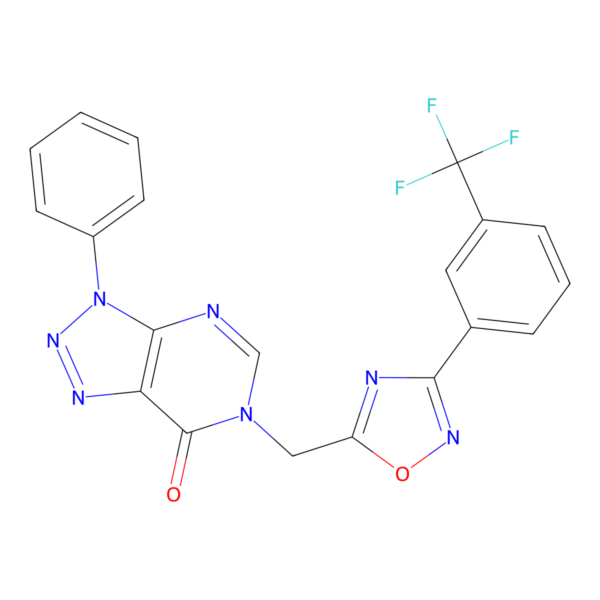 3-phenyl-6-({3-[3-(trifluoromethyl)phenyl]-1,2,4-oxadiazol-5-yl}methyl)-3H,6H,7H-[1,2,3]triazolo[4,5-d]pyrimidin-7-one molecular structure, CAS 1040645-07-5