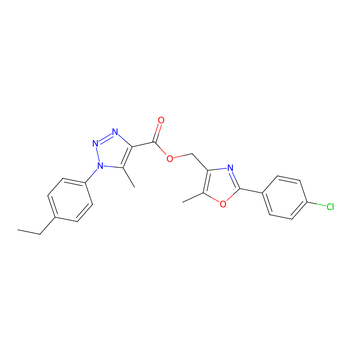 [2-(4-chlorophenyl)-5-methyl-1,3-oxazol-4-yl]methyl 1-(4-ethylphenyl)-5-methyl-1H-1,2,3-triazole-4-carboxylate molecular structure, CAS 1040645-11-1