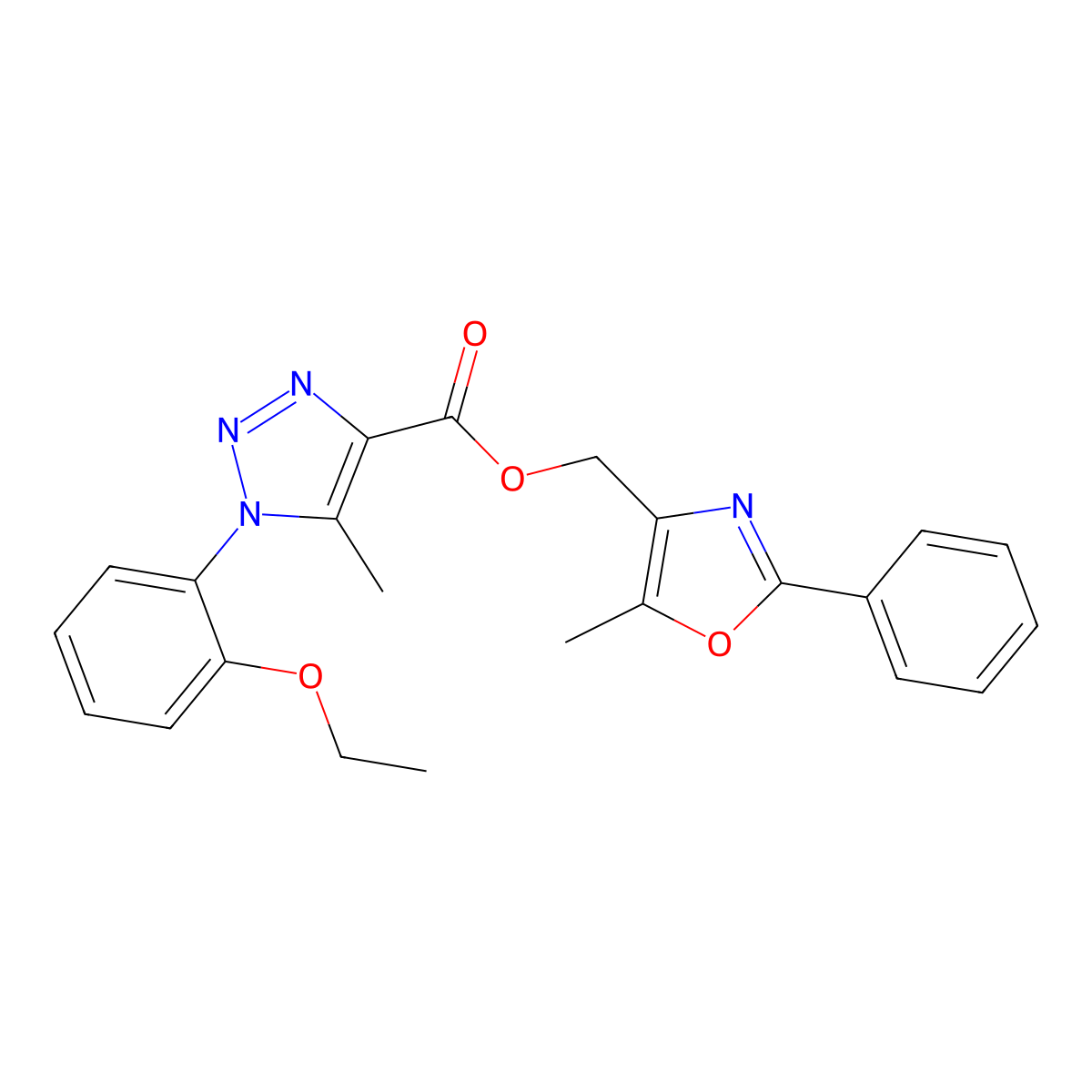 (5-methyl-2-phenyl-1,3-oxazol-4-yl)methyl 1-(2-ethoxyphenyl)-5-methyl-1H-1,2,3-triazole-4-carboxylate molecular structure, CAS 1040645-14-4