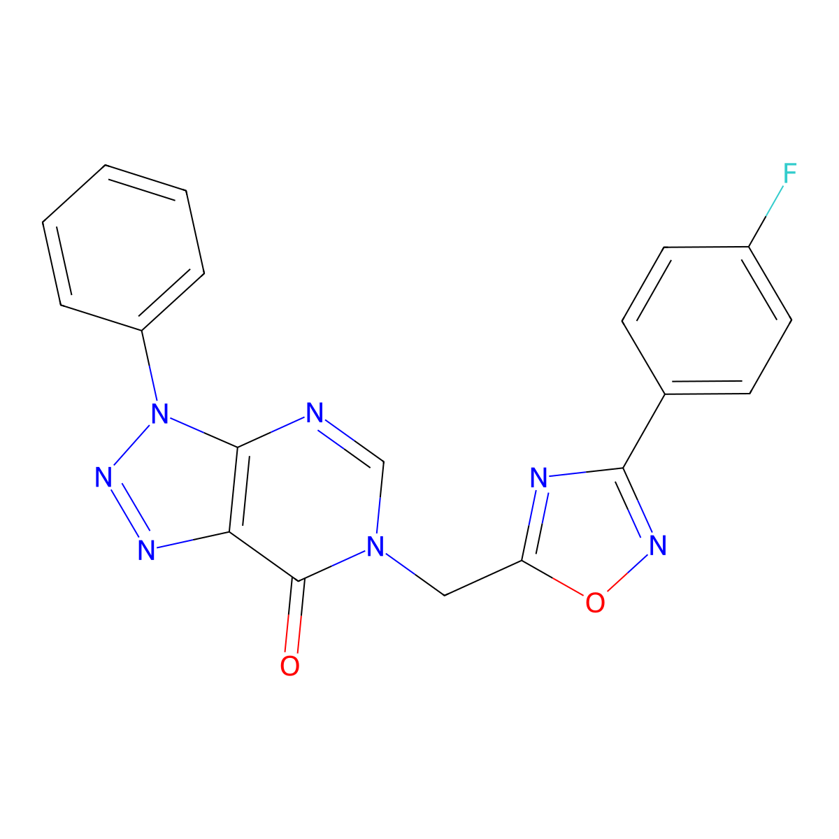 6-{[3-(4-fluorophenyl)-1,2,4-oxadiazol-5-yl]methyl}-3-phenyl-3H,6H,7H-[1,2,3]triazolo[4,5-d]pyrimidin-7-one molecular structure, CAS 1040645-15-5