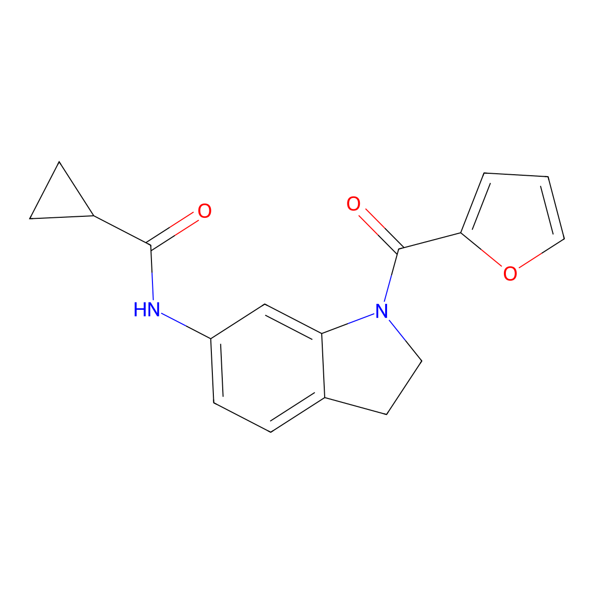 N-[1-(furan-2-carbonyl)-2,3-dihydro-1H-indol-6-yl]cyclopropanecarboxamide molecular structure, CAS 1040645-18-8