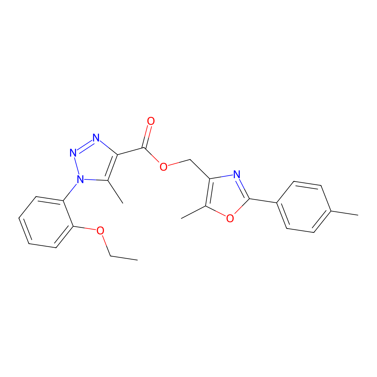 [5-methyl-2-(4-methylphenyl)-1,3-oxazol-4-yl]methyl 1-(2-ethoxyphenyl)-5-methyl-1H-1,2,3-triazole-4-carboxylate molecular structure, CAS 1040645-22-4