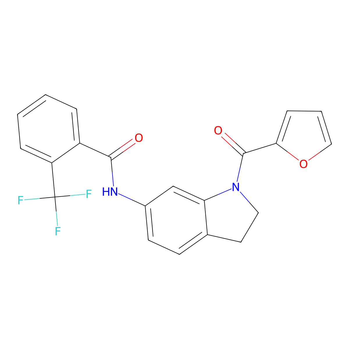 N-[1-(furan-2-carbonyl)-2,3-dihydro-1H-indol-6-yl]-2-(trifluoromethyl)benzamide molecular structure, CAS 1040645-26-8