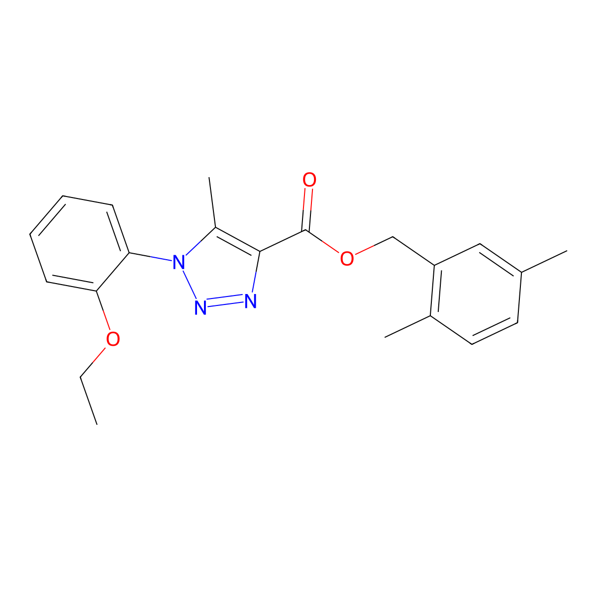(2,5-dimethylphenyl)methyl 1-(2-ethoxyphenyl)-5-methyl-1H-1,2,3-triazole-4-carboxylate molecular structure, CAS 1040645-30-4