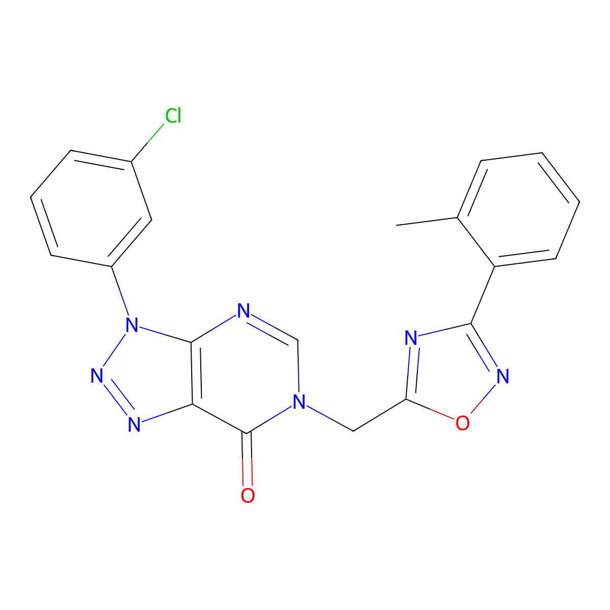 3-(3-chlorophenyl)-6-{[3-(2-methylphenyl)-1,2,4-oxadiazol-5-yl]methyl}-3H,6H,7H-[1,2,3]triazolo[4,5-d]pyrimidin-7-one molecular structure, CAS 1040645-31-5